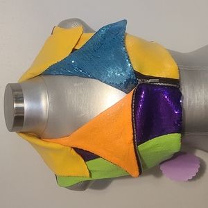 Designer Maggie Barry custom made sequence vest in muti colored.